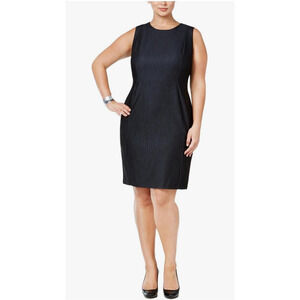 Calvin Klein 18W Plus-Size Denim Sheath Dress Stretchy Jean Bodycon Sleeveless